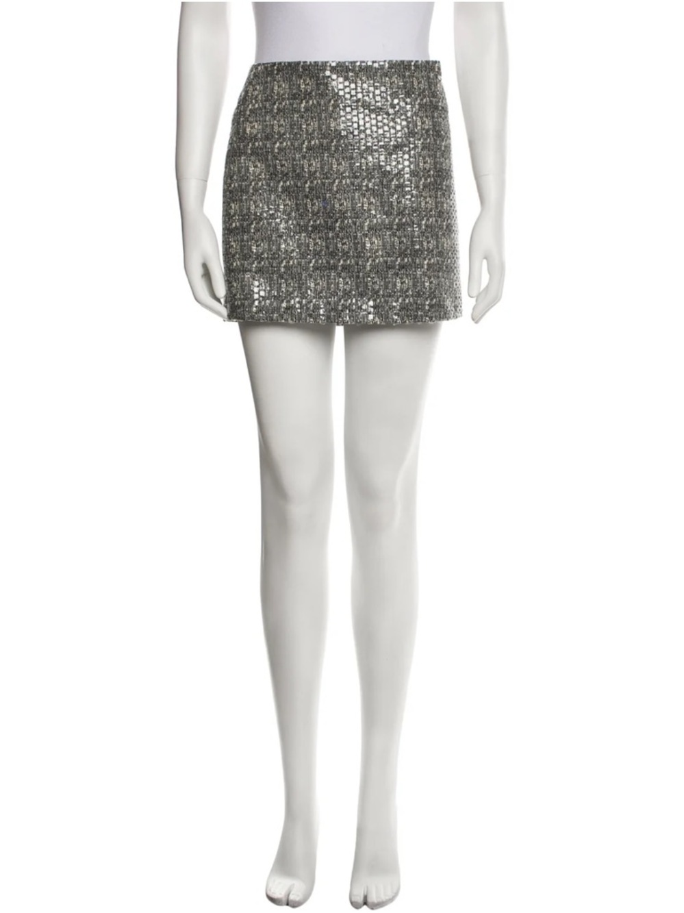 Alice+Olivia Sequin Embellished Mini Skirt In Black & White Size M